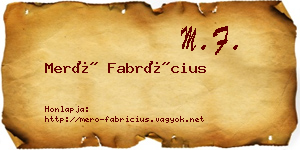Merő Fabrícius névjegykártya